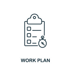 Work Plan icon. Line style symbol from productivity icon collection. Work Plan creative element for logo, infographic, ux and ui