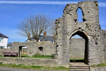 Barry Castle in the Vale of Glamorgan, South Wales. The ruins of the ancient castle are on Park Rd...