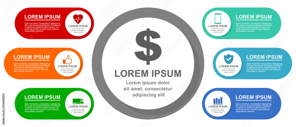 Poster infographic vector template with 6 options, medicine, technology and business concept web presentati