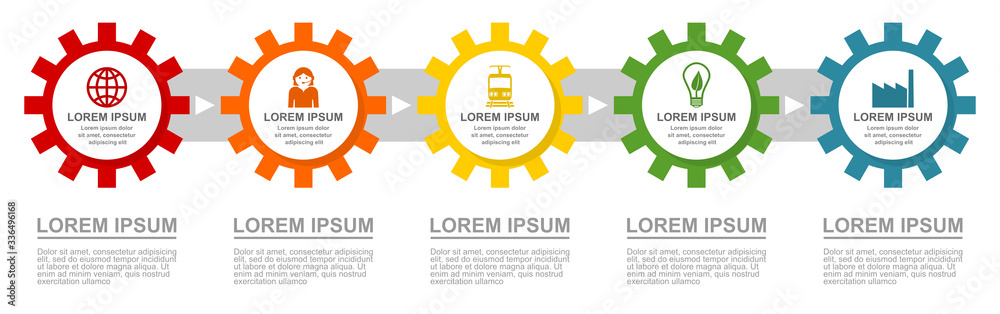 Aufkleber Infographic vector template with 5 options, technology web presentation in eps 10