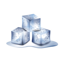 isolated ice cubes illustration on white background