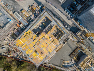 Aerial view of construction site of building in Switzerland.