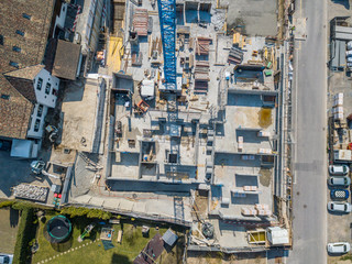 Aerial view of construction site of building in Switzerland.