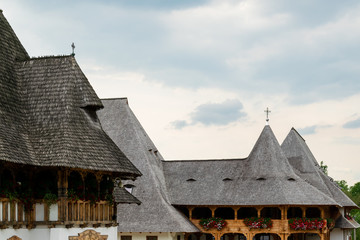 Wooden buildings from the Barsana Monastery, Maramures, Romania