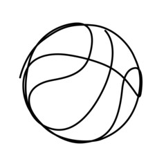 One line art basketball ball vector illustration 