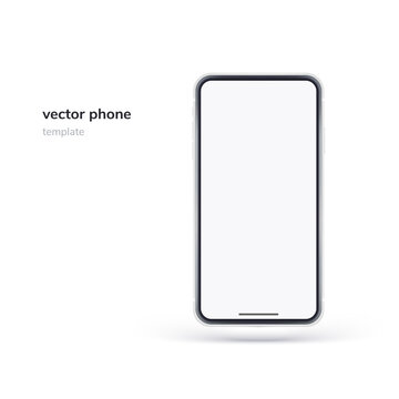 Vector phone isolated on white background. Realistic template. Mock up with empty screen for business presentations.