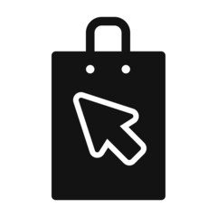 Online shopping icon/ Shopping bag and mouse cursor icon