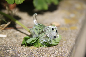 Transparent shiny cristal glass dog figurine sculpture 