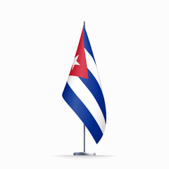 Cuba flag state symbol isolated on background national banner. Greeting card National Independence Day of the republic of Cuba. Illustration banner with realistic state flag of liberty island.