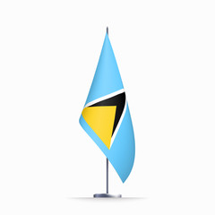 Saint Lucia flag state symbol isolated on background national banner. Greeting card National Independence Day of the republic of Saint Lucia. Illustration banner with realistic state flag.