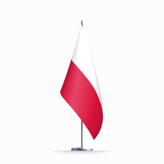 Poland flag state symbol isolated on background national banner. Greeting card National Independence Day of the Republic of Poland. Illustration banner with realistic state flag.