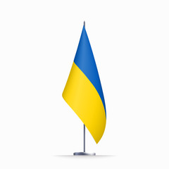 Ukraine flag state symbol isolated on background national banner. Greeting card National Independence Day of the republic of Ukraine. Illustration banner with realistic state flag.