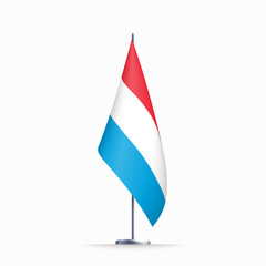 Luxembourg flag state symbol isolated on background national banner. Greeting card National Independence Day of the Grand Duchy of Luxembourg. Illustration banner with realistic state flag.