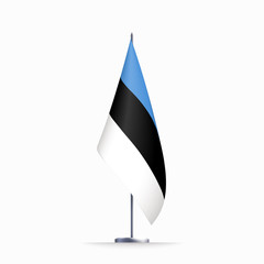 Estonia flag state symbol isolated on background national banner. Greeting card National Independence Day of the Republic of Estonia. Illustration banner with realistic state flag.