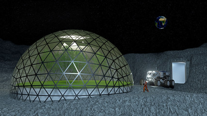 Moon base 3d illustration