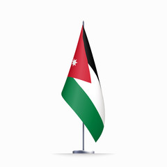 Jordan flag state symbol isolated on background national banner. Greeting card National Independence Day of the Hashemite Kingdom of Jordan. Illustration banner with realistic state flag.