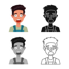 Vector illustration of guy and fear icon. Set of guy and shout stock vector illustration.