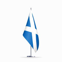 Scotland flag state symbol isolated on background national banner. Greeting card National Independence Day part of the United Kingdom. banner with realistic flag of Saint Andrew's cross or the Saltire