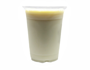 Iced milk with no ice  in white background
