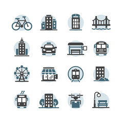 city infrastructure icons vector set