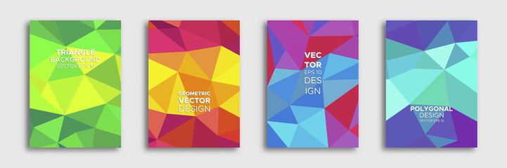 Set of triangles polygons banner colorful gradient. Modern color design Low poly. Vector illustration EPS 10.