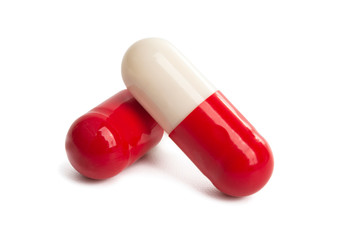 red-white capsules isolated