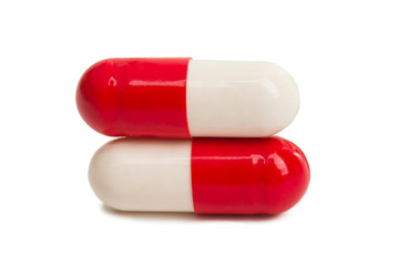 red-white capsules isolated