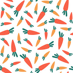 Seamless pattern with carrots on a white background. Vector