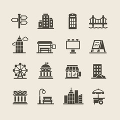 city infrastructure icons vector set
