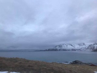 Fototapeta na wymiar Traveling in the arctic, Norway Tromsø, Snow cold and solitude