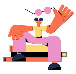 illustration of a bookworm girl