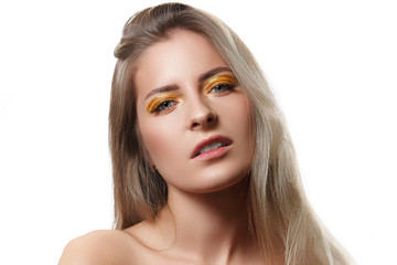 Fototapeta premium Beautiful Blonde Girl. Healthy Long Hair