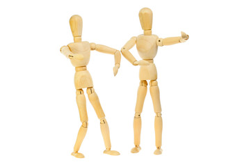 Two mannikins elbow bump