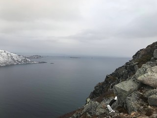 Fototapeta na wymiar Traveling in the arctic, Norway Tromsø, Snow cold and solitude