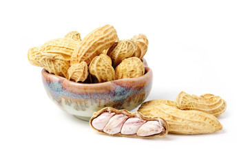 Peanuts isolated on white background.