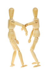 Two mannikins elbow bump