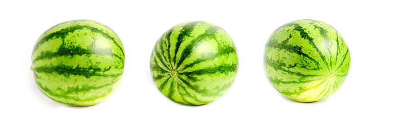 Watermelon whole fresh ripe sweet fruit isolated on white background.