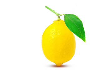 Lemon with leaves. Use it for a health and nutrition concept.