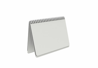 Spiral notepad, calendar. Isolated on white. Clipping path. 3D Rendering.