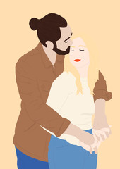 Obraz premium Illustration of happy couple during their engagement 