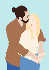 Illustration of happy couple during their engagement 