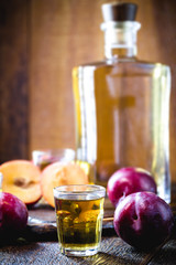 Brazilian plum drink based on alcohol. Red plum cachaça.