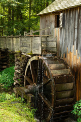 Water wheel and old mill in the woods.  Cades Cove, Smoky Mountains National Park, Tennessee © Nicola