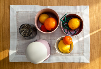 Mixed citrus fruits composition, copy space image