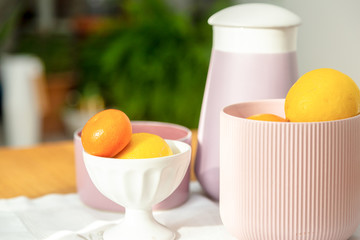 Mixed citrus fruits composition, copy space image