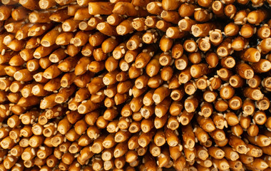 Crispy Salt Sticks with Sesame, Pretzel Sticks, Grissini or Breadsticks