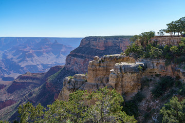 hiking the rim trail at the south rim of grand canyon in arizona, usa