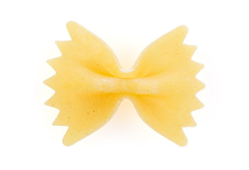 Farfalle - dry pasta isolated on a white background . A variety of types and forms of Italian pasta. Full depth of field.
