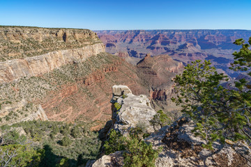 hiking the rim trail at the south rim of grand canyon in arizona, usa