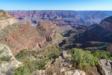 hiking the rim trail at the south rim of grand canyon in arizona, usa